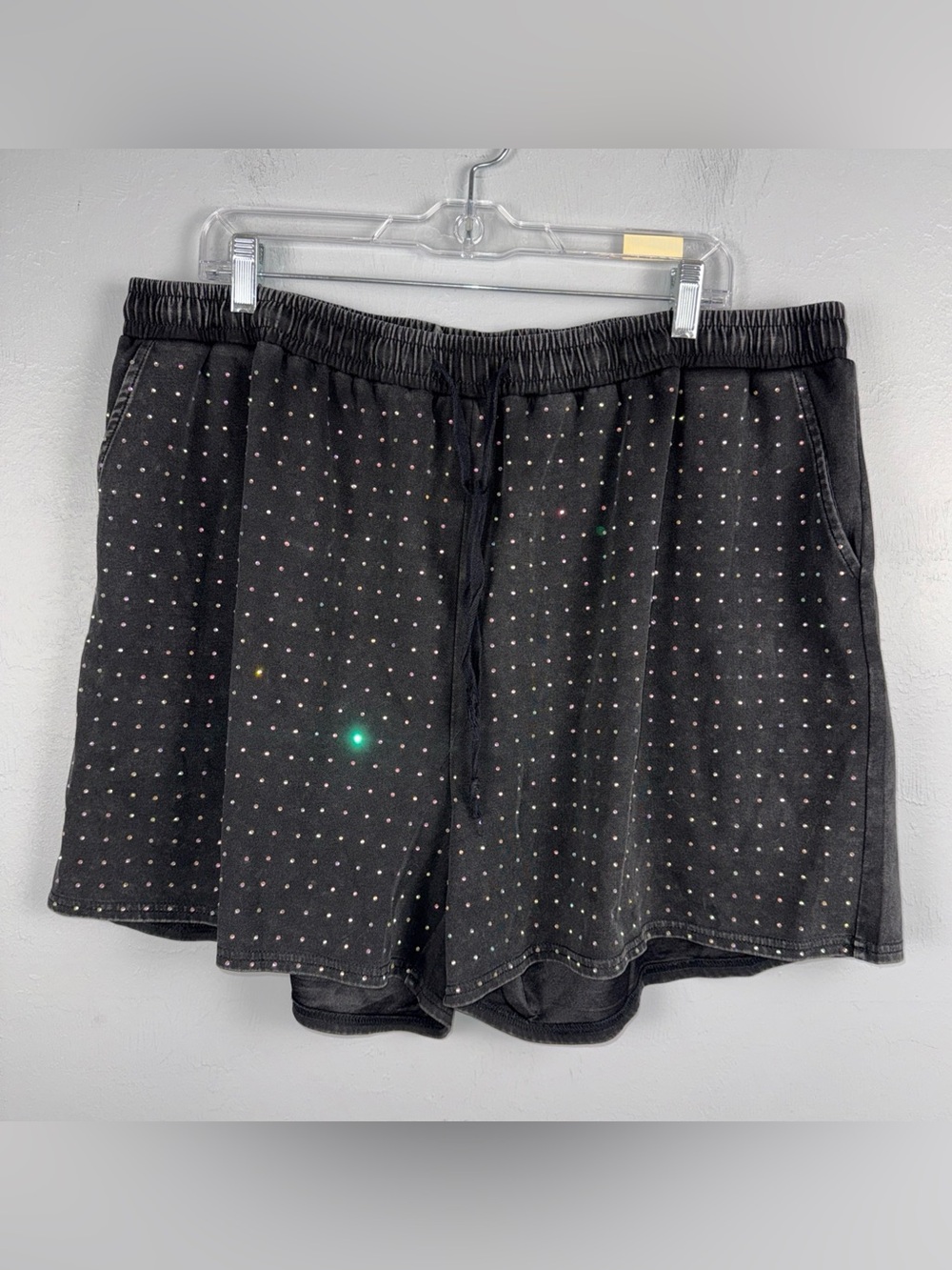 BAR by Alexa Rae Rhinestones Luxe Shorts Women's Size Black Mineral Wash Lounge